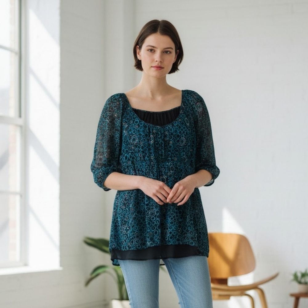 Allison Morgan Teal and Black Circle Dress